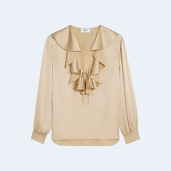 셀린느 샴페인 자보 칼라 세틴 블라우스