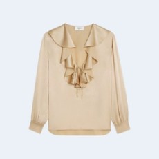 셀린느 샴페인 자보 칼라 세틴 블라우스