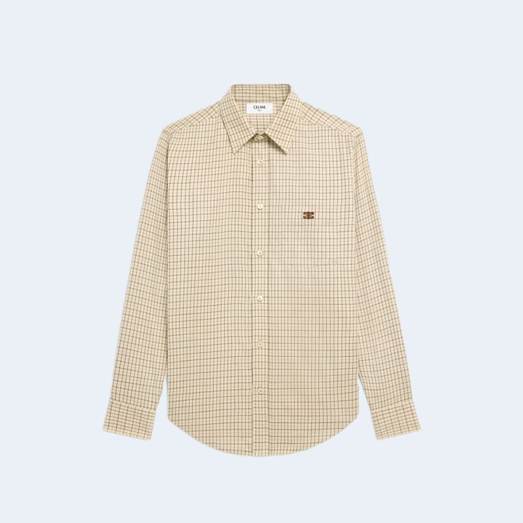 셀린느 체크 코튼 루즈 셔츠
