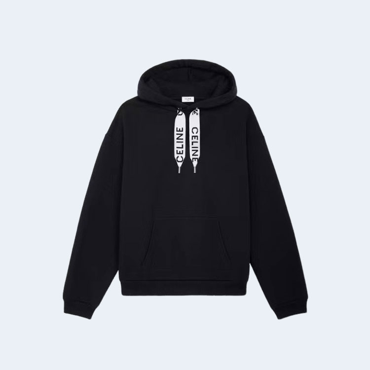 셀린느 코튼 플리스 루즈 후드 블랙