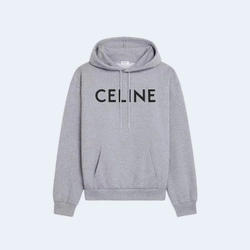 셀린느 로고 후드 스웻 후드 그레이