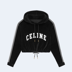 셀린느 벨벳 저지 크롭 후디