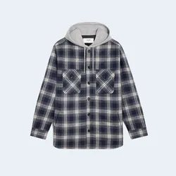 셀린느 체크 코튼 후드 오버셔츠