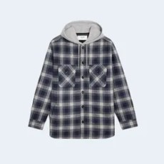 셀린느 체크 코튼 후드 오버셔츠