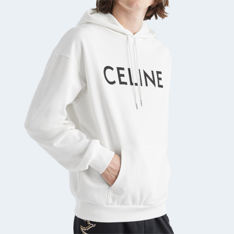 셀린느 화이트 레터링 로고 후드 스웨트