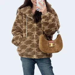 셀린느 울 앤 퍼 트리옹프 후드 재킷