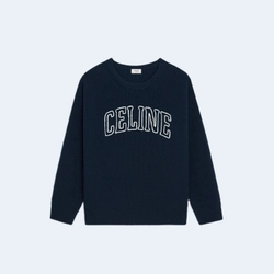 셀린느 리브드 울 오버사이즈 스웨터 네이비