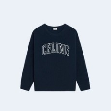 셀린느 리브드 울 오버사이즈 스웨터 네이비