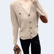 셀린느 캐시미어 케이블 니트 트리옹프 가디건 다크 토프