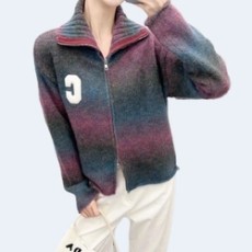 셀린느 울 모헤어 로고 니트 가디건 퍼플