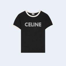 셀린느 로고 프린지 코튼 티셔츠