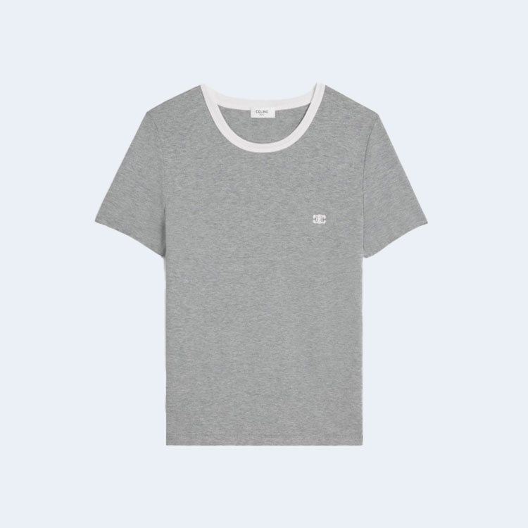 셀린느 70'S 트리옹프 코튼 저지 티셔츠 그레이