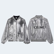 셀린느 시퀸 엠벨리시드 코튼 봄버 재킷