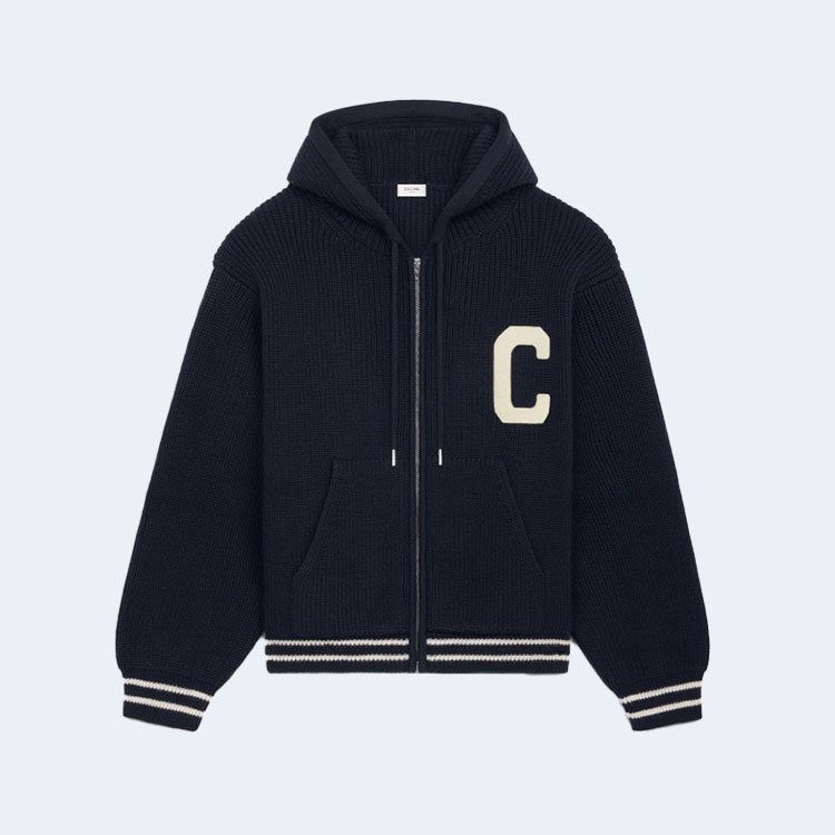 셀린느 컬리지 후드 울 스웨터 자켓