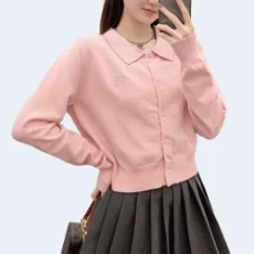 알렉산더왕 크롭 니트 가디건 핑크