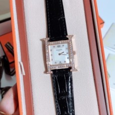 에르메스 여성 시계 에이치아워 로즈골드 다이야 블랙