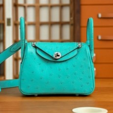 에르메스 린디 미니 티파니 블루 오스트리치 팔라듐 하드웨어 (100% HAND MADE)