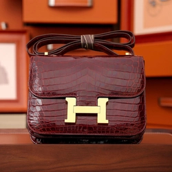 에르메스 콘스탄스 18 엘리게이터 버건디 골드 하드웨어 (100% HAND MADE)