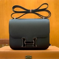에르메스 콘스탄스 18 블랙 앱송 에나멜 인레이 버클 팔라듐 하드웨어 (100% HAND MADE)