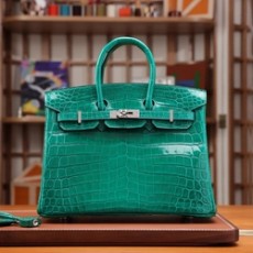 에르메스 버킨 25 르투르네 크로커다일 그린 실버 하드웨어 (100% HAND MADE)