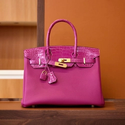 에르메스 버킨 30 르투르네 토고 & 크로커다일 핑크 골드 하드웨어 (100% HAND MADE)