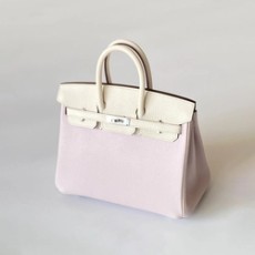 에르메스 버킨 25 르투르네 스페셜 오더 핑크 & 화이트 투톤 팔라듐 하드웨어 (100% HAND MADE)