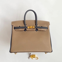 에르메스 버킨 25 르투르네 스페셜 오더 브라운 & 네이비 투톤 골드 하드웨어 (100% HAND MADE)