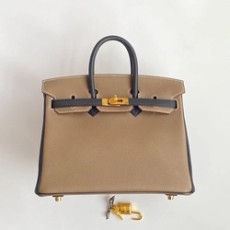 에르메스 버킨 25 르투르네 스페셜 오더 브라운 & 네이비 투톤 골드 하드웨어 (100% HAND MADE)