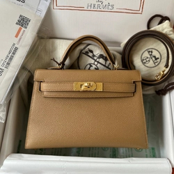 에르메스 미니 켈리 20 셀리에 카멜 골드 하드웨어 (100% HAND MADE)