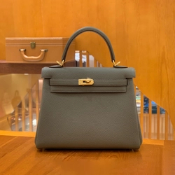 에르메스 켈리 25 르투르네 베르 드 그리 골드 하드웨어 (100% HAND MADE)