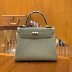 에르메스 켈리 25 르투르네 세이지 그린 실버 하드웨어 (100% HAND MADE)