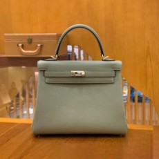 에르메스 켈리 25 르투르네 세이지 그린 실버 하드웨어 (100% HAND MADE)