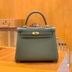 에르메스 켈리 25 르투르네 그레이 그린 골드 하드웨어 (100% HAND MADE)
