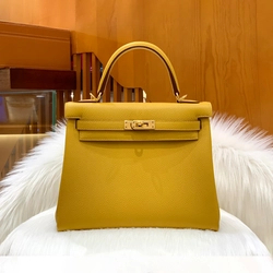 에르메스 켈리 25 르투르네 앰버 옐로우 골드 하드웨어 (100% HAND MADE)