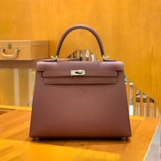 에르메스 켈리 25 셀리에 버건디 실버 하드웨어 (100% HAND MADE)