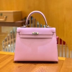 에르메스 켈리 25 셀리에 멜로 핑크 실버 하드웨어 (100% HAND MADE)