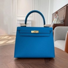 에르메스 켈리 25 셀리에 플로리다 블루 골드 하드웨어 (100% HAND MADE)