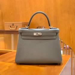 에르메스 켈리 28 르투르네 퓨터 그레이 실버 하드웨어 (100% HAND MADE)