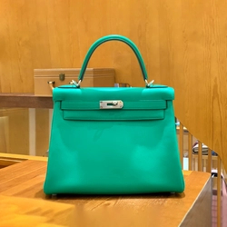 에르메스 켈리 28 르투르네 스위프트 민트 그린 실버 하드웨어 (100% HAND MADE)