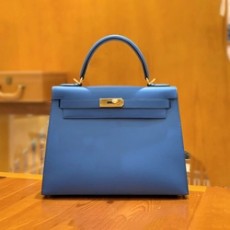에르메스 켈리 28 셀리에 에게해 블루 골드 하드웨어 (100% HAND MADE)