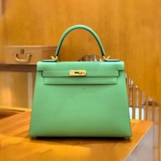 에르메스 켈리 28 셀리에 아보카도 그린 골드 하드웨어 (100% HAND MADE)