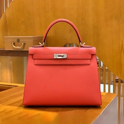 에르메스 켈리 28 셀리에 텍사스 핑크 실버 하드웨어 (100% HAND MADE)
