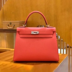 에르메스 켈리 28 셀리에 텍사스 핑크 실버 하드웨어 (100% HAND MADE)