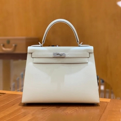 에르메스 켈리 28 셀리에 밀크 쉐이크 실버 하드웨어 (100% HAND MADE)