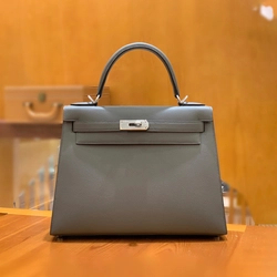 에르메스 켈리 28 셀리에 퓨터 그레이 실버 하드웨어 (100% HAND MADE)