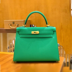 에르메스 켈리 28 셀리에 뱀부 그린 골드 하드웨어 (100% HAND MADE)