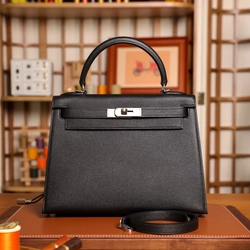 에르메스 켈리 28 셀리에 블랙 실버 하드웨어 (100% HAND MADE)