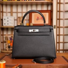 에르메스 켈리 28 셀리에 블랙 실버 하드웨어 (100% HAND MADE)