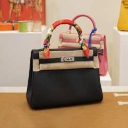 에르메스 켈리 25 르투르네 블랙 실버 하드웨어 (100% HAND MADE)