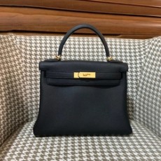 에르메스 켈리 28 르투르네 블랙 골드 하드웨어 (100% HAND MADE)